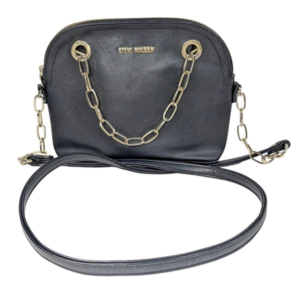 Steve Madden Black PVC Gold Chain Dome Crossbody Purse
